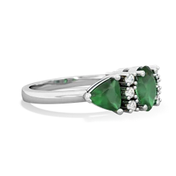 Emerald Antique Style Three Stone 14K White Gold ring R2186