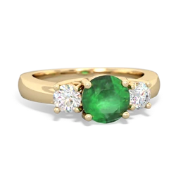 Thumbnail for Emerald Three Stone Trellis 14K Yellow Gold ring R4018 - top view