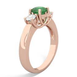 Emerald Diamond Three Stone Round Trellis 14K Rose Gold ring R4018