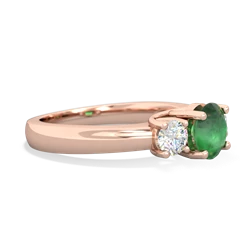 Emerald Diamond Three Stone Round Trellis 14K Rose Gold ring R4018