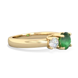 Emerald Diamond Three Stone Round Trellis 14K Yellow Gold ring R4018