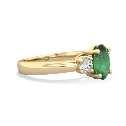 Thumbnail for Emerald Three Stone Trellis 14K Yellow Gold ring R4024 - hand 1 view