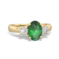 Thumbnail for Emerald Three Stone Trellis 14K Yellow Gold ring R4024 - top view