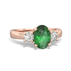 Emerald Diamond Three Stone Oval Trellis 14K Rose Gold ring R4024