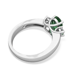 Emerald Diamond Three Stone Oval Trellis 14K White Gold ring R4024