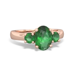 Emerald Three Stone Oval Trellis 14K Rose Gold ring R4024