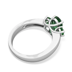 Emerald Three Stone Oval Trellis 14K White Gold ring R4024