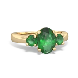 Emerald Three Stone Oval Trellis 14K Yellow Gold ring R4024