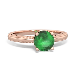 Emerald Milgrain Filigree 14K Rose Gold ring R5090