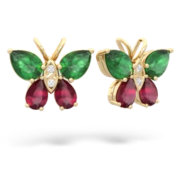 Emerald Butterfly 14K Yellow Gold earrings E2215