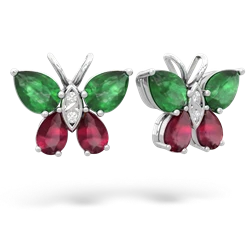 Emerald Butterfly 14K White Gold earrings E2215