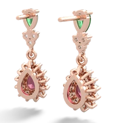 Emerald Halo Pear Dangle 14K Rose Gold earrings E1882