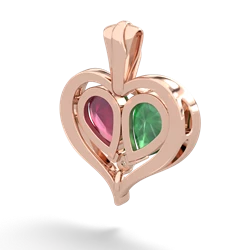 Emerald Two Become One 14K Rose Gold pendant P5330