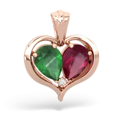 Emerald Two Become One 14K Rose Gold pendant P5330