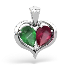 Emerald Two Become One 14K White Gold pendant P5330