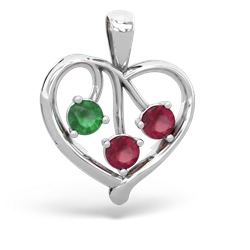 Emerald Glowing Heart 14K White Gold pendant P2233