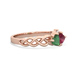 Emerald Heart To Heart Braid 14K Rose Gold ring R5870