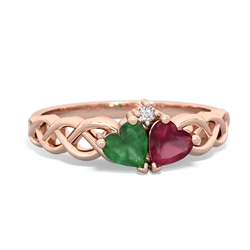 Emerald Heart To Heart Braid 14K Rose Gold ring R5870