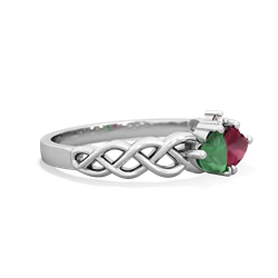 Emerald Heart To Heart Braid 14K White Gold ring R5870