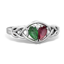 Emerald Celtic Love Knot 14K White Gold ring R5420