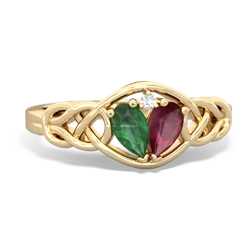 Emerald Celtic Love Knot 14K Yellow Gold ring R5420