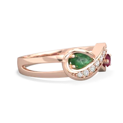 Emerald Diamond Infinity 14K Rose Gold ring R5390