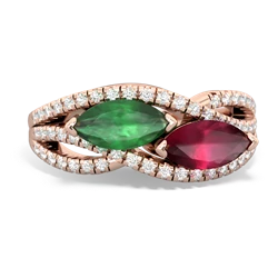 Emerald Diamond Rivers 14K Rose Gold ring R3070