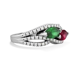 Emerald Diamond Rivers 14K White Gold ring R3070