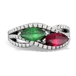 Emerald Diamond Rivers 14K White Gold ring R3070