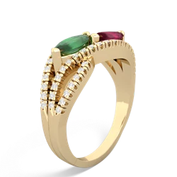 Emerald Diamond Rivers 14K Yellow Gold ring R3070