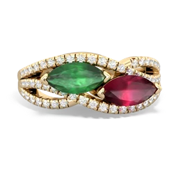 Emerald Diamond Rivers 14K Yellow Gold ring R3070