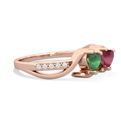 Emerald Side By Side 14K Rose Gold ring R3090