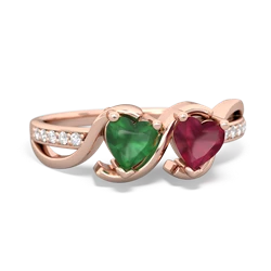 Emerald Side By Side 14K Rose Gold ring R3090