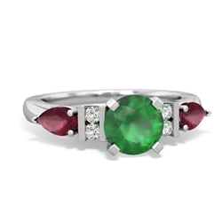 Emerald 6Mm Round Eternal Embrace Engagement 14K White Gold ring R2005