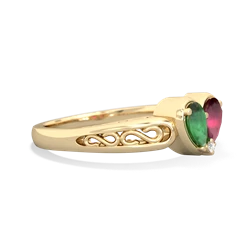 Emerald Filligree 'One Heart' 14K Yellow Gold ring R5070