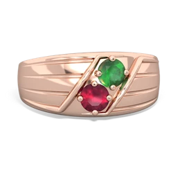 Emerald Men's Streamline 14K Rose Gold ring R0460