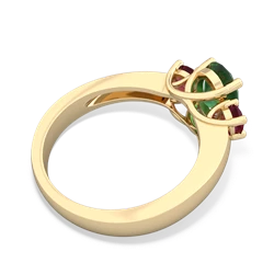 Emerald Three Stone Oval Trellis 14K Yellow Gold ring R4024