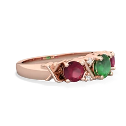 Emerald Hugs And Kisses 14K Rose Gold ring R5016