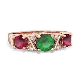 Emerald Hugs And Kisses 14K Rose Gold ring R5016