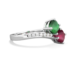 Emerald Channel Set Two Stone 14K White Gold ring R5303