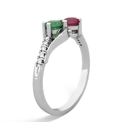 Emerald Infinity Pave Two Stone 14K White Gold ring R5285