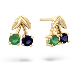 Emerald Sweet Cherries 14K Yellow Gold earrings E7001