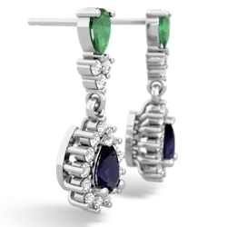 Emerald Halo Pear Dangle 14K White Gold earrings E1882