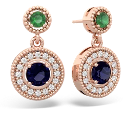 Emerald Halo Dangle 14K Rose Gold earrings E5319