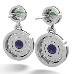 Emerald Halo Dangle 14K White Gold earrings E5319