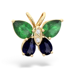 Emerald Butterfly 14K Yellow Gold pendant P2215