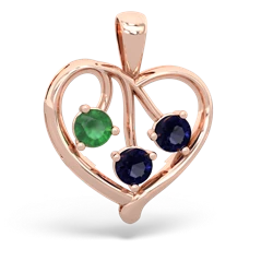 Emerald Glowing Heart 14K Rose Gold pendant P2233