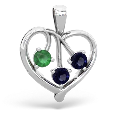 Emerald Glowing Heart 14K White Gold pendant P2233