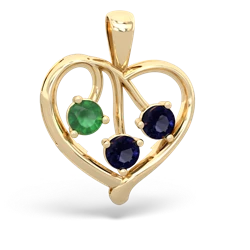 Emerald Glowing Heart 14K Yellow Gold pendant P2233