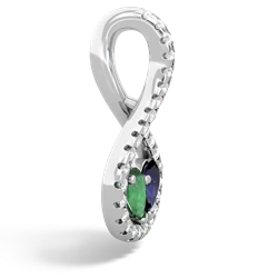 Emerald Pave Twist 'One Heart' 14K White Gold pendant P5360